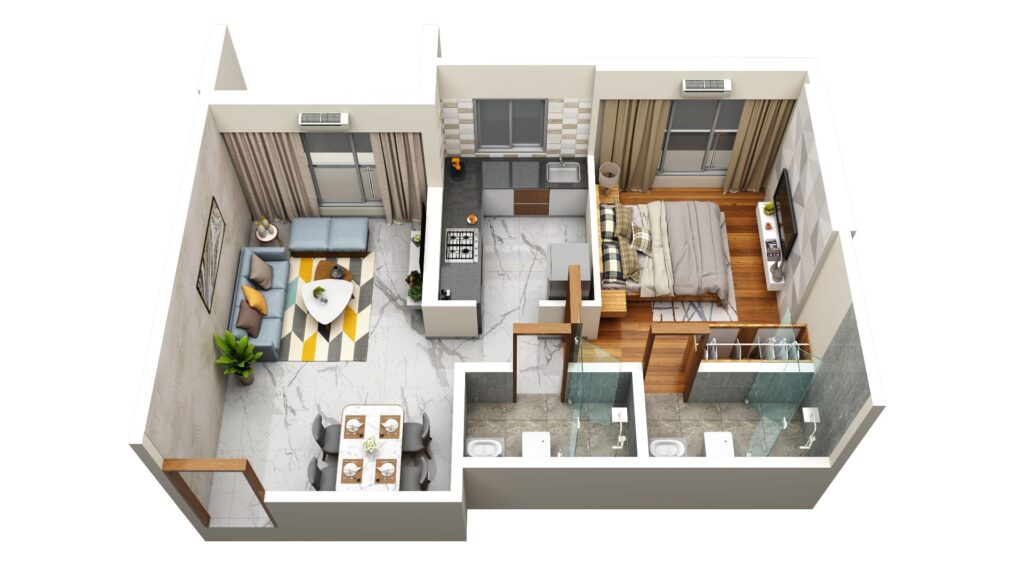 Shepherd Horizon 1BHK Unit 3d Model view