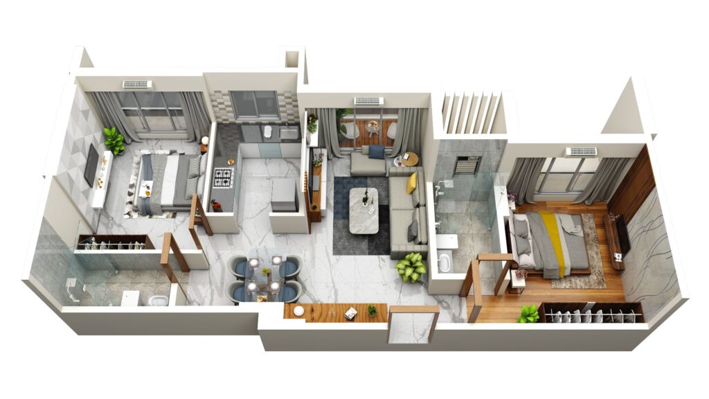 Shepherd Horizon 2BHK Unit 3d Model view